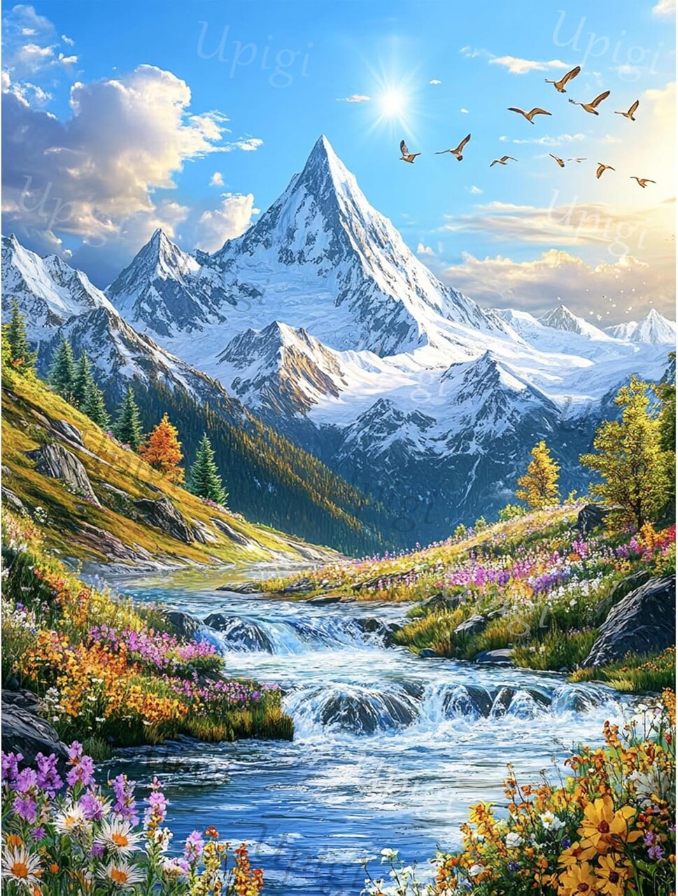 Diamond Painting Kits for Adults,Landscape Scenery DIY 5D Diamond Art Kits for Beginners,Round Full Drill Landscape Scenery Mountains Gem Art Crafts Kit for Home Wall Decor 12 x 16 Inch